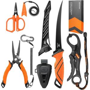 imageKastKing SteelStream Fishing Tool Set Fishing Gear  Corrosion Resistant Fishing Pliers Fillet Knife Fishing Scissors Fish Lip Gripper MultiFunctional Jaw Fishing Gifts for Men