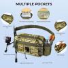 imageKastKing BaitSpace Waist Bag  Waterproof Tackle Storage Bag With Adjustable Belt Fishing Fanny Pack for Men Soft Bait Organizer 3600 Utility Box Rod Holder NylonKhaki Camo