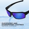 imageKastKing Chippewa Polarized Fishing Sunglasses UV400 Protection Full Wrap Frame Sports Cycling Sunglasses 10mm TAC LensesC Matte Black  Smok Frame  Cobalt Mirror