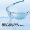 imageKastKing Chippewa Polarized Fishing Sunglasses UV400 Protection Full Wrap Frame Sports Cycling Sunglasses 10mm TAC LensesD Gloss Tal Light Blue Frame  Ice Blue Mirror
