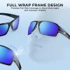imageKastKing Chippewa Polarized Fishing Sunglasses UV400 Protection Full Wrap Frame Sports Cycling Sunglasses 10mm TAC LensesE Gloss Tal Light Gray  Silver Frame  Blue Ocean Mirror