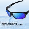 imageKastKing Chippewa Polarized Fishing Sunglasses UV400 Protection Full Wrap Frame Sports Cycling Sunglasses 10mm TAC LensesE Gloss Tal Light Gray  Silver Frame  Blue Ocean Mirror