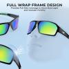 imageKastKing Chippewa Polarized Fishing Sunglasses UV400 Protection Full Wrap Frame Sports Cycling Sunglasses 10mm TAC LensesF Gloss Black Frame  Chartruesse Mirror