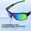 imageKastKing Chippewa Polarized Fishing Sunglasses UV400 Protection Full Wrap Frame Sports Cycling Sunglasses 10mm TAC LensesF Gloss Black Frame  Chartruesse Mirror