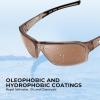 imageKastKing Chippewa Polarized Fishing Sunglasses UV400 Protection Full Wrap Frame Sports Cycling Sunglasses 10mm TAC LensesI Gloss Clear Grey Frame  Brown Mirror