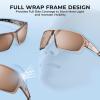 imageKastKing Chippewa Polarized Fishing Sunglasses UV400 Protection Full Wrap Frame Sports Cycling Sunglasses 10mm TAC LensesI Gloss Clear Grey Frame  Brown Mirror
