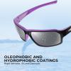 imageKastKing Chippewa Polarized Fishing Sunglasses UV400 Protection Full Wrap Frame Sports Cycling Sunglasses 10mm TAC LensesJ Gloss Black Purple Backspray Frame  Smoke Mirror