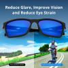 imageKastKing FlatRock Polarized Sport Sunglasses for Men and Women Ideal for Driving Fishing Cycling Running UV ProtectionFrame Matte BlackLens Smoke  Cobalt Mirror