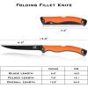 imageKastKing Folding FilletFishingCampingHunting Knife Razor Sharp G4116 German StainlessSteel Blade NonSlip Handles 13  inch overall Length only 7  inch folded Includes SheathOrange