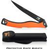 imageKastKing Folding FilletFishingCampingHunting Knife Razor Sharp G4116 German StainlessSteel Blade NonSlip Handles 13  inch overall Length only 7  inch folded Includes SheathOrange