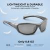 imageKastKing Hiwassee Polarized Sport Sunglasses for Men and Women Wrap Sunglasses for Fishing Cycling and RunningUV ProtectionFrame Gloss Metalic GunLenssilver Mirror
