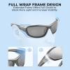 imageKastKing Hiwassee Polarized Sport Sunglasses for Men and Women Wrap Sunglasses for Fishing Cycling and RunningUV ProtectionFrame Gloss Metalic GunLenssilver Mirror