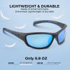 imageKastKing Hiwassee Polarized Sport Sunglasses for Men and Women Wrap Sunglasses for Fishing Cycling and RunningUV ProtectionFrame Matt Blackout  Lens Ice Mirror