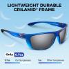 imageKastKing Huzzah Polarized Sport Sunglasses for Men and Women Ideal for Driving Fishing Cycling and RunningUV ProtectionFrame Gloss Tal Blue Dark Navy Horn Lens Smoke