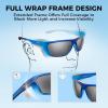 imageKastKing Huzzah Polarized Sport Sunglasses for Men and Women Ideal for Driving Fishing Cycling and RunningUV ProtectionFrame Gloss Tal Blue Dark Navy Horn Lens Smoke