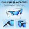 imageKastKing Huzzah Polarized Sport Sunglasses for Men and Women Ideal for Driving Fishing Cycling and RunningUV ProtectionFrame Matte Blackout Lens Smoke  Cobalt Mirror