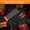 imageKastKing Paradox Fishing Tool Complete Fish Clean ampamp Prep Set 9quot Fillet Knife 9quot MultiPurpose Bait Shears and 12quot Honing Rod Durable Stainless Steel with NonSlip Handles and Custom SheathsB 7 and 9 Fillet Knives Kit