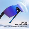 imageKastKing Tarkio Polarized Fishing Sunglasses Large Single PC Lenses Rimless Wrap Design UV400 Protection Sports SunglassesB Matte Black Frame  Cobalt Mirror