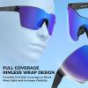 imageKastKing Tarkio Polarized Fishing Sunglasses Large Single PC Lenses Rimless Wrap Design UV400 Protection Sports SunglassesB Matte Black Frame  Cobalt Mirror