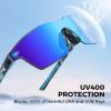 imageKastKing Tarkio Polarized Fishing Sunglasses Large Single PC Lenses Rimless Wrap Design UV400 Protection Sports SunglassesC Gloss Navy Blue Demi Frame  Ice Blue Mirrior