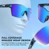 imageKastKing Tarkio Polarized Fishing Sunglasses Large Single PC Lenses Rimless Wrap Design UV400 Protection Sports SunglassesC Gloss Navy Blue Demi Frame  Ice Blue Mirrior