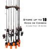 imageKastKing V10 Rod Rack with Spooling Station Wall Mounted Fishing RodCombo Rack Holds 10 Combos Line Spooling Tool for Spinning and Casting Reels 2pcs Line Boss IncludedBlack