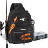 imageKastKing BaitSpace Fishing Sling Bag Fishing Backpack with Rod ampamp Beverage Holder Tackle Bag for Fishing GearH Black  Largewith 2 3600 tackle boxes