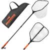 imageKastKing Brutus Folding Landing Net with Boat Hook Foldable Extendable Lightweight ampamp Strong MultiFunctional Builtin Boat Hook NonSlip ampamp Bright Orange TPR Handle Two Nets OptionsSilicone Net  75 Full