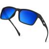 imageKastKing FlatRock Polarized Sport Sunglasses for Men and Women Ideal for Driving Fishing Cycling Running UV ProtectionFrame Matte BlackLens Smoke  Cobalt Mirror