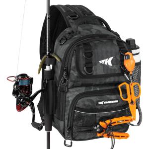 imageKastKing BaitSpace Fishing Sling Bag Fishing Backpack with Rod ampamp Beverage Holder Tackle Bag for Fishing GearB Black Camo  Standard