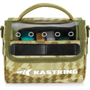 imageKastKing BaitSpace Line Management Bag Fishing Line Storage Bag with Water Resistant Nylon Clear View Window Removable Divider Tanglefree Leader Line HolderC KhakiMedium
