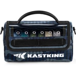 imageKastKing BaitSpace Line Management Bag Fishing Line Storage Bag with Water Resistant Nylon Clear View Window Removable Divider Tanglefree Leader Line HolderE BlueLarge
