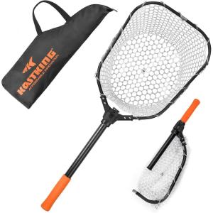 imageKastKing Brutus Fishing Net Foldable Extendable Fish Landing Net Lightweight ampamp Portable Fishing Net with Soft EVA Foam Handle Holds up to 44lbs20KG FishFriendly Mesh for a Safe ReleaseD Silicone net  Hoop Size 15 12 7not extendable