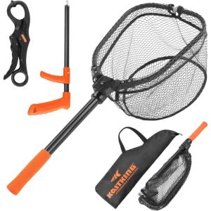 imageKastKing Brutus Fishing Net Foldable Extendable Fish Landing Net Lightweight ampamp Portable Fishing Net with Soft EVA Foam Handle Holds up to 44lbs20KG FishFriendly Mesh for a Safe ReleaseG PVC net combo Hoop Size 151210not extendable