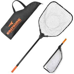 imageKastKing Brutus Fishing Net Foldable Extendable Fish Landing Net Lightweight ampamp Portable Fishing Net with Soft EVA Foam Handle Holds up to 44lbs20KG FishFriendly Mesh for a Safe ReleaseF Silicone net  Hoop Size 19 18 17 extendable
