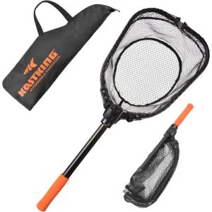 imageKastKing Brutus Fishing Net Foldable Extendable Fish Landing Net Lightweight ampamp Portable Fishing Net with Soft EVA Foam Handle Holds up to 44lbs20KG FishFriendly Mesh for a Safe ReleaseA PVC net  Hoop Size 15 12 10 not extendable
