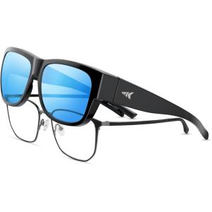 imageKastKing Chariton FitOver Polarized Wrap Around Over Sunglasses for Men and Women Ideal for Driving Fishing Cycling RunningBblack Frame  Smokeice Mirror