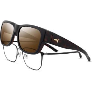 imageKastKing Chariton FitOver Polarized Wrap Around Over Sunglasses for Men and Women Ideal for Driving Fishing Cycling RunningCmatt Dark Frame  Brown Mirror