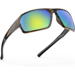 imageKastKing Chippewa Polarized Fishing Sunglasses UV400 Protection Full Wrap Frame Sports Cycling Sunglasses 10mm TAC LensesG Gloss Tal Brown  Silver Frame  Chartruesse Mirror