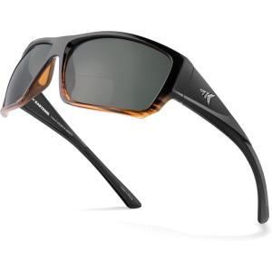 imageKastKing Estero Polarized SunglassesBiFocal x15x20x25 MagnificationsWrap Frame Sport Reader Sunglasses for MenampampWomenBlackDemi Frame smoke Lens