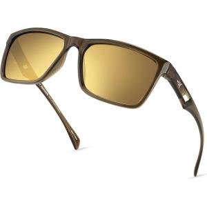 imageKastKing FlatRock Polarized Sport Sunglasses for Men and Women Ideal for Driving Fishing Cycling Running UV ProtectionFrame Gloss Tal Dark Olive Lens Green  Gold Mirror