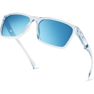 imageKastKing FlatRock Polarized Sport Sunglasses for Men and Women Ideal for Driving Fishing Cycling Running UV ProtectionFramegloss Tal Light Blue Lens Smoke  Ice Blue Mirror