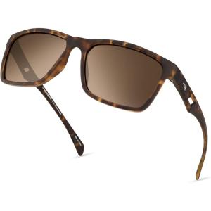 imageKastKing FlatRock Polarized Sport Sunglasses for Men and Women Ideal for Driving Fishing Cycling Running UV ProtectionFramematte Demi Lens Brown