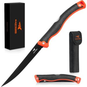 imageKastKing Folding FilletFishingCampingHunting Knife Razor Sharp G4116 German StainlessSteel Blade NonSlip Handles 13  inch overall Length only 7  inch folded Includes SheathBlack