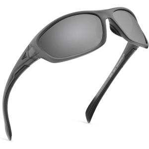 imageKastKing Hiwassee Polarized Sport Sunglasses for Men and Women Wrap Sunglasses for Fishing Cycling and RunningUV ProtectionFrame Matt Smoke Crystal  Lens Smoke