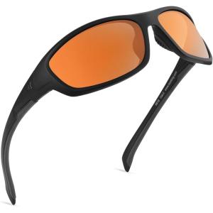 imageKastKing Hiwassee Polarized Sport Sunglasses for Men and Women Wrap Sunglasses for Fishing Cycling and RunningUV ProtectionFrame Matte BlackoutLens Copper