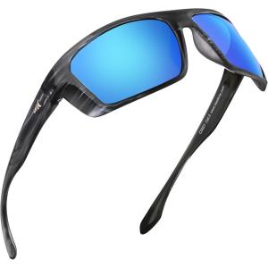 imageKastKing Huzzah Polarized Sport Sunglasses for Men and Women Ideal for Driving Fishing Cycling and RunningUV ProtectionFrame Gloss Tal Gray Lens Smoke  Blue Ocean Mirror