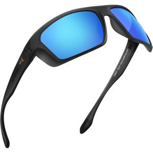 imageKastKing Huzzah Polarized Sport Sunglasses for Men and Women Ideal for Driving Fishing Cycling and RunningUV ProtectionFrame Matte Blackout Lens Smoke  Cobalt Mirror