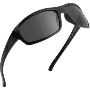 imageKastKing Kateel Polarized Sport Sunglasses for Men and Women Ideal for Driving Fishing Cycling and RunningUV ProtectionA Frame Gloss BlackLens Smoke