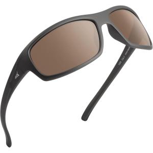 imageKastKing Kateel Polarized Sport Sunglasses for Men and Women Ideal for Driving Fishing Cycling and RunningUV ProtectionD Frame Dark Gray MetallicLens Brown  Silver Mirror